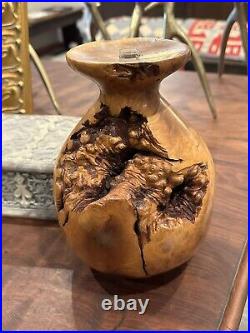 Vintage Burl Turned Wood Manzanita 8 Vase Sculpture Art Live Edge MCM Brutalist