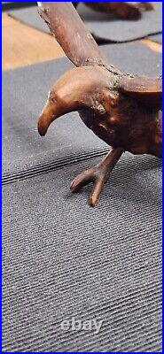 Vintage Burl Wood Sculpture With Bird Made In Japan WWll Era MCM