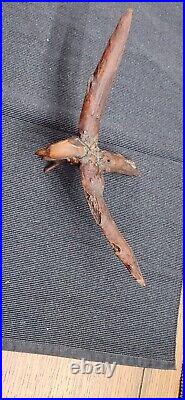 Vintage Burl Wood Sculpture With Bird Made In Japan WWll Era MCM