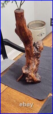 Vintage Burl Wood Sculpture With Bird Made In Japan WWll Era MCM