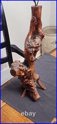 Vintage Burl Wood Sculpture With Bird Made In Japan WWll Era MCM