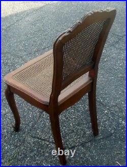Vintage CANED Accent Vanity CHAIR Louis XVl style Cabriole Legs Walnut Carving