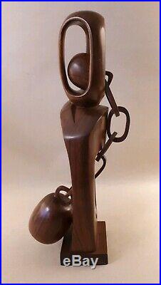 Vintage CARVED Wood ABSTRACT sculpture MID-CENTURY MODERN