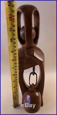Vintage CARVED Wood ABSTRACT sculpture MID-CENTURY MODERN