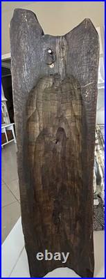 Vintage CF Signed Black Forest Hand Carved Wood Castle Sculpture Wall Plaque 22