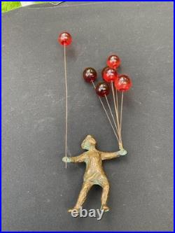 Vintage CURTIS JERE BRONZE Girl With Balloons ONLY No Wood Stand 1960's
