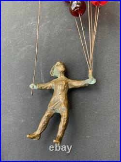 Vintage CURTIS JERE BRONZE Girl With Balloons ONLY No Wood Stand 1960's