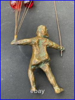 Vintage CURTIS JERE BRONZE Girl With Balloons ONLY No Wood Stand 1960's