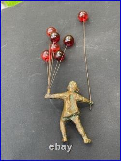 Vintage CURTIS JERE BRONZE Girl With Balloons ONLY No Wood Stand 1960's