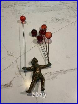 Vintage CURTIS JERE BRONZE Girl With Balloons ONLY No Wood Stand 1960's