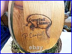 Vintage Campbell Classics Nesting Rooster Hand Carved Folk Art signed P Campbell