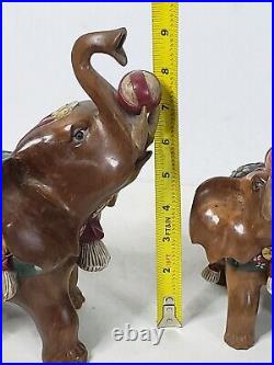 Vintage Carved Elephants Wood Sculpture Miguel M Ruelas