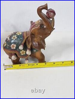 Vintage Carved Elephants Wood Sculpture Miguel M Ruelas