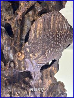 Vintage Carved Guayacan Wood Sculpture Depicting Marine Life. 9 inches in Height