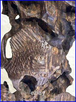 Vintage Carved Guayacan Wood Sculpture Depicting Marine Life. 9 inches in Height