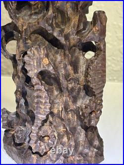 Vintage Carved Guayacan Wood Sculpture Depicting Marine Life. 9 inches in Height