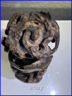 Vintage Carved Guayacan Wood Sculpture Depicting Marine Life. 9 inches in Height