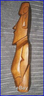 Vintage Carved Native Wood Easter Island Moai Figure Carving Rapa Nui 9.5