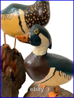 Vintage Carved Painted Folk Art Duck Decoy Figures Lot Of 2