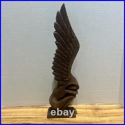 Vintage Carved Winged Wood Sculpture Art Deco LOTS OF DETAIL! Great Condition