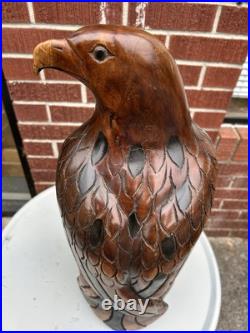 Vintage Carved Wood American Bald Eagle Large Sculpture