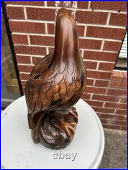 Vintage Carved Wood American Bald Eagle Large Sculpture