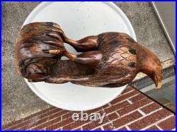 Vintage Carved Wood American Bald Eagle Large Sculpture