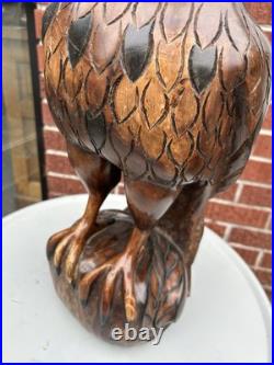Vintage Carved Wood American Bald Eagle Large Sculpture