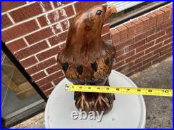 Vintage Carved Wood American Bald Eagle Large Sculpture