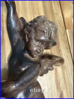 Vintage Carved Wood Cherub / Putto Angel Wall Sculpture Set Of 2