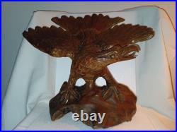 Vintage Carved Wood Eagle American Eagle Sculpture Large 13 Tall Detailed
