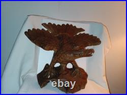 Vintage Carved Wood Eagle American Eagle Sculpture Large 13 Tall Detailed
