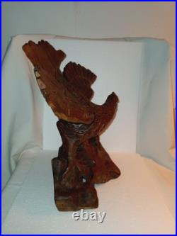 Vintage Carved Wood Eagle American Eagle Sculpture Large 13 Tall Detailed