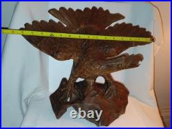 Vintage Carved Wood Eagle American Eagle Sculpture Large 13 Tall Detailed