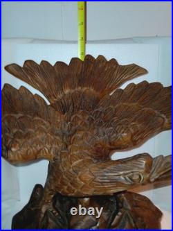 Vintage Carved Wood Eagle American Eagle Sculpture Large 13 Tall Detailed