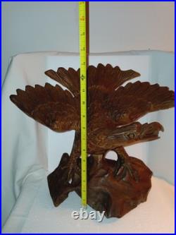Vintage Carved Wood Eagle American Eagle Sculpture Large 13 Tall Detailed