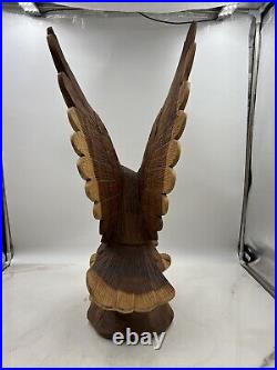 Vintage Carved Wood Eagle American Eagle Sculpture Large 24 Tall Detailed