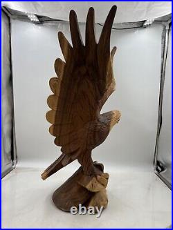 Vintage Carved Wood Eagle American Eagle Sculpture Large 24 Tall Detailed