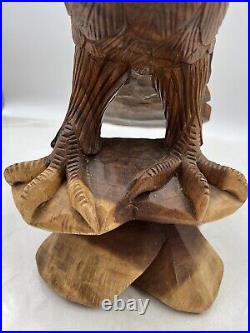 Vintage Carved Wood Eagle American Eagle Sculpture Large 24 Tall Detailed