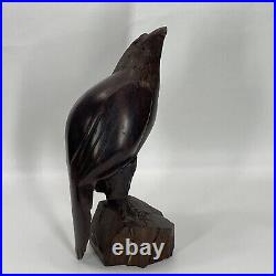 Vintage Carved Wood Falcon Sculpture 1960's 12 Tall