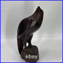 Vintage Carved Wood Falcon Sculpture 1960's 12 Tall