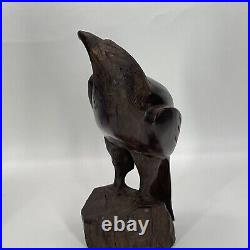 Vintage Carved Wood Falcon Sculpture 1960's 12 Tall