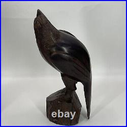 Vintage Carved Wood Falcon Sculpture 1960's 12 Tall