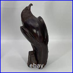 Vintage Carved Wood Falcon Sculpture 1960's 12 Tall