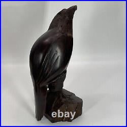 Vintage Carved Wood Falcon Sculpture 1960's 12 Tall