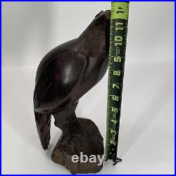 Vintage Carved Wood Falcon Sculpture 1960's 12 Tall