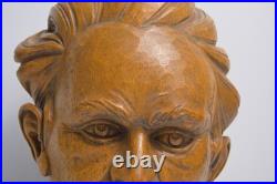 Vintage Carved Wood Head Sculpture Character Expression Bach Mozart Classical