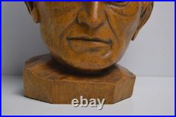 Vintage Carved Wood Head Sculpture Character Expression Bach Mozart Classical