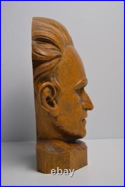 Vintage Carved Wood Head Sculpture Character Expression Bach Mozart Classical