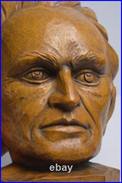 Vintage Carved Wood Head Sculpture Character Expression Bach Mozart Classical